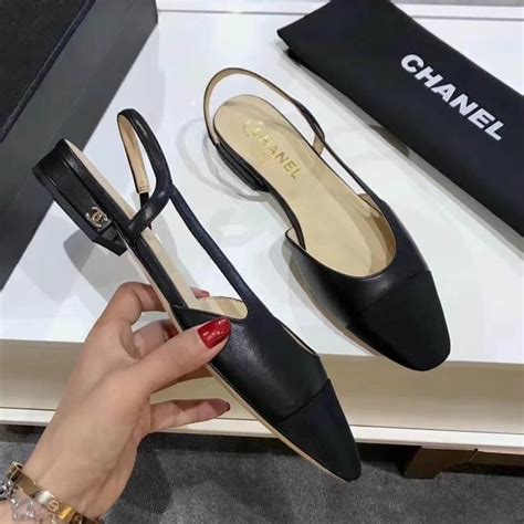 chanel black and cream pumps|chanel black slingback flats.